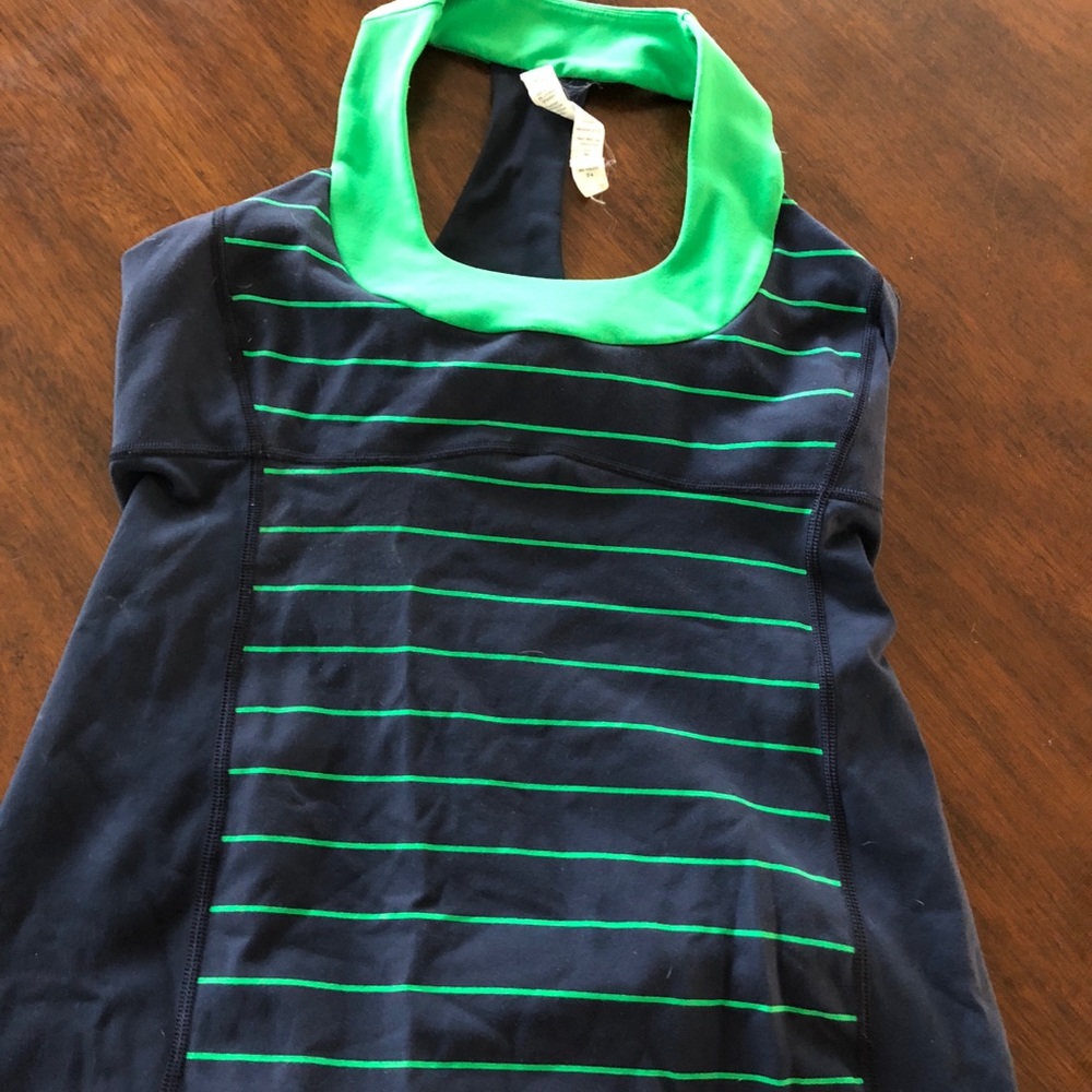 Lululemon green and navy scoopneck racerback tank